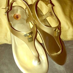 Michael Micheal Kors Gold Jelly Sandals